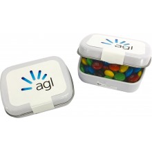 Small Rectangle Tin filled with Mini M&Ms 30g